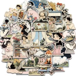 50PCS Comic World Sticker Graffiti Aesthetic Reading Laptop Luggage Scrapbooking Decals Waterproof Luggage Phone Decals 