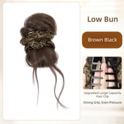 Low Updo Messy Bun Synthetic Hair Bun Leopard Print Wig Hair Extensions Claw Clip Wig Synthetic Hair Extensions Clip Women