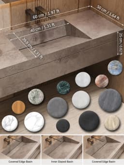 Any Size Custom Luxury Natural Stone Bathroom Vanity Set Integrated Sink Single Double Sink Stain Resistant Waterproof Durable H