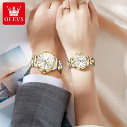 OLEVS Top Original Quartz Couple Watch Roman Scale Diamond Dial Luxury Watch For Men Women Rhombus Strap Waterproof Hand Clock