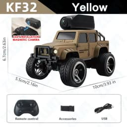 KF32 1:64 RC Mini Climbing Alloy Video Car With LED Light and HD Camera Radio Remote Control Vehicle Toy for Kids Best Gift