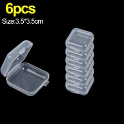 6/24PCS Mini Flip Cover Storage Box Transparent Square Plastic Boxes Pill Packaging Carrying Cease Jewelry Organizer Dustproof