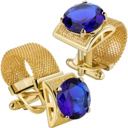 Men Birthstone Cufflinks Gold Mesh Chain Oval Crystal Zircon Cuff Links for French Shirt Birthday Gift for Men HAWSON
