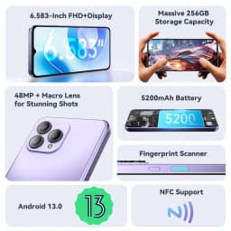 Global Version Cubot P80 Smartphone 6.5" FHD+Screen Telephon Portable 16GB RAM(8GB+8GB)+256GB/512GB ROM 5200mAh 48MP Android 13