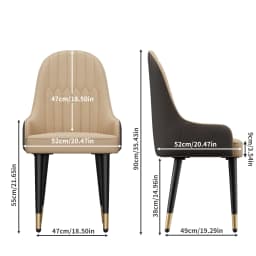 2PCS All High-end Dining Chairs Faux Leather Kitchen Chair Upholstered Padded Seat Solid Metal Leg for Island Restaurant