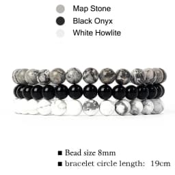 Kirykle Natural Stone Bracelet Sets 3Pcs/set Obsidian Hematite Tiger Eye Beads Bracelets Men for Health Protection Soul Jewelry