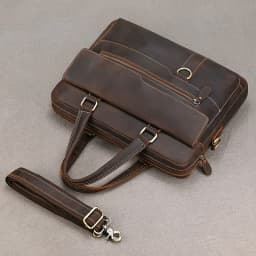 Genuine Leather Briefcase For Men Male Cowskin Laptop Business Handbag Vintage Style Crazy horse leather Shoulder Crossbody Bag