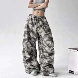 American Retro Camouflage Work Pants Women's Spring and Summer New Style Loose Wide Leg Pants Casual Pants