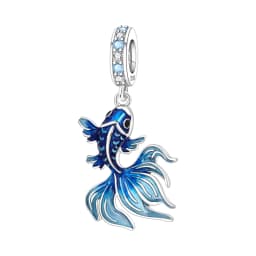 Blue Charm 925 Sterling Silver Ocean Pearls Betta Fish Pendant Birthday Party Gift for Women Bracelet Necklace DIY Beads Jewelry