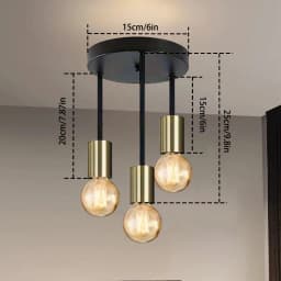 1pc Black Modern Simple Four-head E27 Bulb Base Ceiling Lamp Suitable for Entrance Bedroom Kitchen Corridor Chandelier
