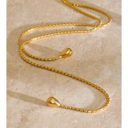 Yhpup 130cm Stainless Steel Chain Stackable Necklace 16K Gold Color PVD Plated Waterproof Distinctive Jewelry