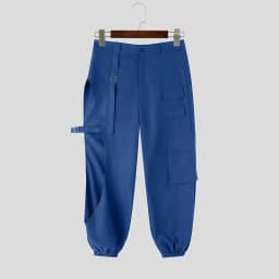 INCERUN Men Pants Solid Button Hollow Out Fashion Cargo Pants For Man Streetwear Joggers 2026 Fashion Casual Trousers Pantalones