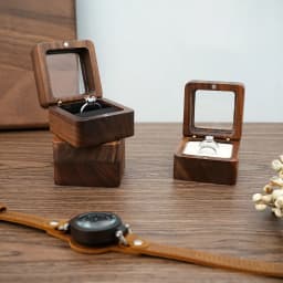Black Walnut Solid Ring Box Single Double Ring Box Earrings Box Cufflinks Box Vintage Wooden Ring Box Exquisite Gift Box