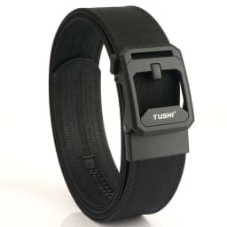TUSHI Brand 4.3CM Wide Double-layer Reinforced Automatic Buckle Shooting Training Quick Hanging Pistol Mens Belt Nylon Outdoor