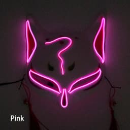 Holiday Light Up Neon Half Face Mask Flashing in Dark Fox Mask Halloween LED Luminous Fox Mask for Women Girl Cosplay Props