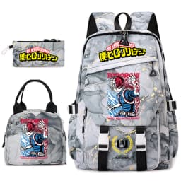 My Hero Academia Anime Print School Backpack Set for Girls Casual Lightweight Student Bookbag with Lunch Bag Pencil Case