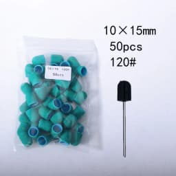 50PCS Green Nail Sanding Caps Bands With Rubber Drill Polishing Nail Art Rotating Remove Burrs Manicure Pedicure Accessory Tool