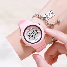 Cat-Ear Kids Watch with Bracelet Waterproof Digital Watch LED Sports Electronic Wristwatch for Girls Boys Students Children Gift