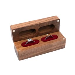 Wood Double Ring Box Free Engraving Name Wedding Ring Engagement Bearer Box Custom Proposal Modern Rustic Wedding Wide Ring Box