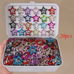 20Pcs Hollowed Star Hair Clips Colorful Sequins Star Snap Hairpins Sweet Headpiece Hair Barrettes Hair Accessories for Girls