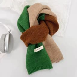 Laide's Scarves Korean Contrasting Color Sweet Simple Versatile Winter Knitted Thickened Velvet High-quality Luxury Brand Scarf