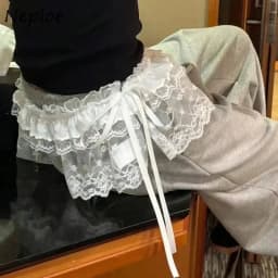 Summer Women's Korean One-Piece Belted Overlap Lace Skirt Apron A-Line Skirt INS Short Lace Layered Gauze Skirt With Tie Up