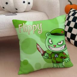 H-Happy Tree F-Friends N-Nutty Pillow Case Anti-dustmite Pillowcase Invisible Zipper Silky Short Plush Sofa Cushion Cover