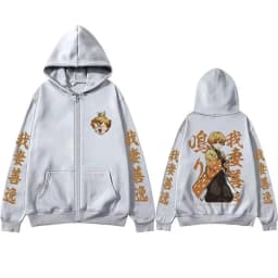 2026 New Year Anime Devil Killer Agatsuma Zenitsu Pattern Zipper Hoodie Men's Fashion Cartoon Long Sleeve Zipper Jacket