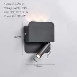 Modern Minimalist Led Wall Lamp USB Charging Indoor Bedroom Lamp Hotel Bedside Reading Lamp Wall Lights Sconce Switch AC 90~240V