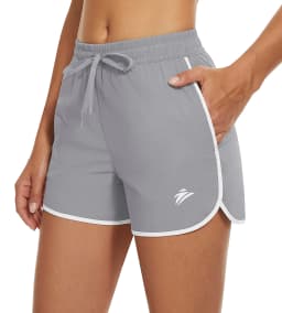 TACVASEN Womens Athletic Running Shorts with 2 Side Pockets Quick Dry Stretchy Workout Gym Shorts Elastic Waistband Activewear