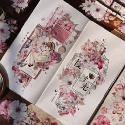 Taoyao Light Retro Pink and White Big Flower Washi PET Journal Sticker Goo Card Tape