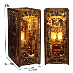 DIY Book Nook Insert Kits Wooden DollHouse Building Toys Magic House Casa Bookend With LED Lights Bookshelf Home Decoration Gift