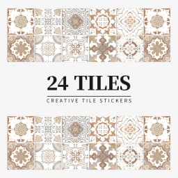 24 Pieces of Mandala Retro Pattern Glossy Self-adhesive Tile Stickers for Kitchen and Bathroom Removable Waterproof Wall Sticker