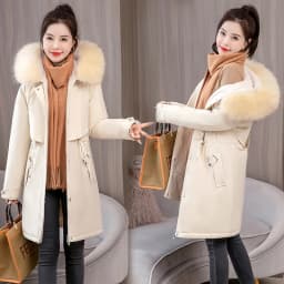 plus Size Loose Parka Thiened down Cotton Jaet Women's Mid-Length Korean Sle New Waist-Cinching 200 Pou Fat MM Cotto...