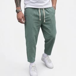 Mens Summer Solid Linen Cotton Blend Trousers Breathable Lightweight Casual Pants Loose Baggy Fit Beach and Sport Pants for Men