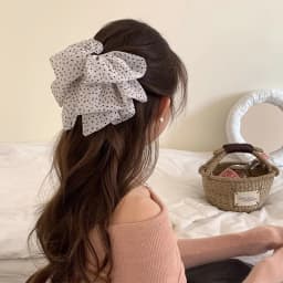 Elegant Versatile Chiffon Floral Print Bow Ponytail Clip Headwear For Women Girls Sweet Bow Ribbon Hair Clip Hair Accessories
