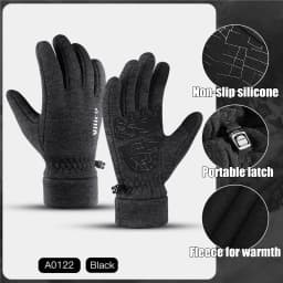 Unisex Warm Fleece Cycling Gloves Touchscreen Compatible Anti-Slip Bicycle Riding Mitts for Men And Women Mountain Hiking