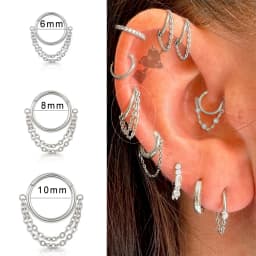 1pc Stainless Steel Simple Septum Piercing Nose Rings Women Hoop Earrings with Chain Gold Color Tragus Rook Ear Piercing Jewelry