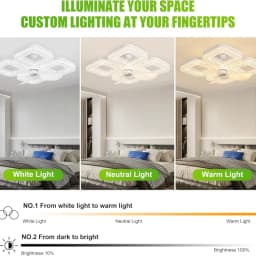 Smart LED Ceiling Fan Light 48W Energy Efficient with Remote Control 3 Speed Options 2/4H Timer for Living Room Bedroom E27