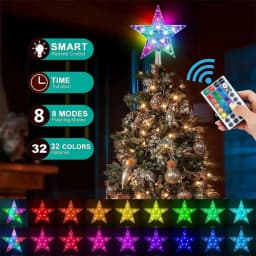 Dia 22CM Christmas Tree Topper Stars String Lights USB Powered RGB Changeable Stars Garland Fairy Lights for Holiday Party Decor