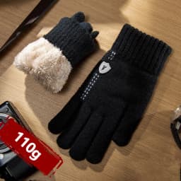 New Men's Warm Gloves for Winter Touch Screen Plus Velvet Thickened Cold-Proof and Warm Wool Knitted Gloves