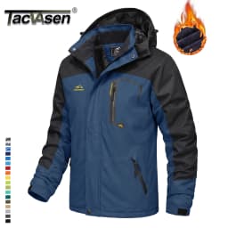 TACVASEN Men's Ski Parka Jacket Waterproof Fleece Lined Insulated Thermal Snowboard Sports Work Winter Jacket with Detached Hood