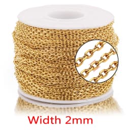 2m Stainless Steel Gold PVD Plated Corner Cable Chain Bulk Necklace Bulk Cable for DIY Jewelry Making Supplies Lot Wholesale