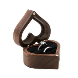Classical Heart Shape Wedding Ceremony Ring Box Walnut Wood Jewelry Boxes Proposed Wedding Jewellery Storage Organizer Ring Box