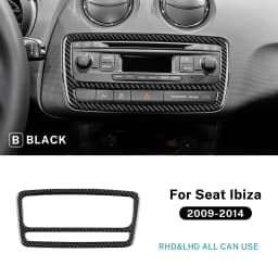 For Seat Ibiza 6j 2009 2010 2011 2012 2013 2014 Real Soft Carbon Fiber Sticker LHD RHD Car Center Console CD Frame Panel Trim