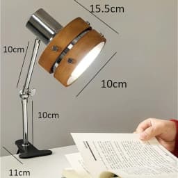 Swing Arm Clip Wall Lamp, Retro Japanese Solid Wood Sconce with Plug Cable, LED Reading Light for Bookshelf Bedside Office Table