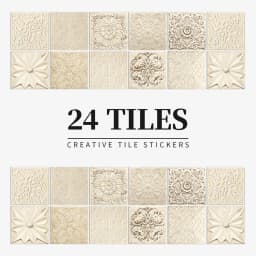 24 Pieces of Mandala Retro Pattern Glossy Self-adhesive Tile Stickers for Kitchen and Bathroom Removable Waterproof Wall Sticker
