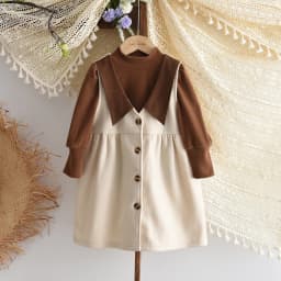 Bear Leader Autumn/Winter Korean Version Brown Long Sleeve Girls' Clothing Solid Color Children's Top and Bottom Clothes Set