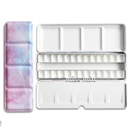 Empty Watercolor Palette Tin Color Mixing Palette Paint Storage Box Iron Paint Tray with Half/Full Pans For Painting