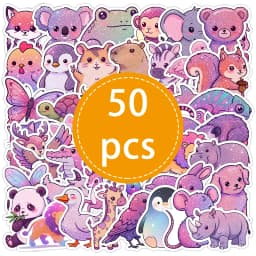 50PCS Cute Style Shiny Animals Graffiti Stickers DIY Decoration Notebook Phone Guitar Skateboard Kawaii Decals Kids Toys Gift